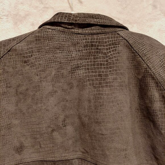 Byrnes & Baker Leather jacket Womens L black snakeskin pattern asymmetrical hips - Picture 16 of 16